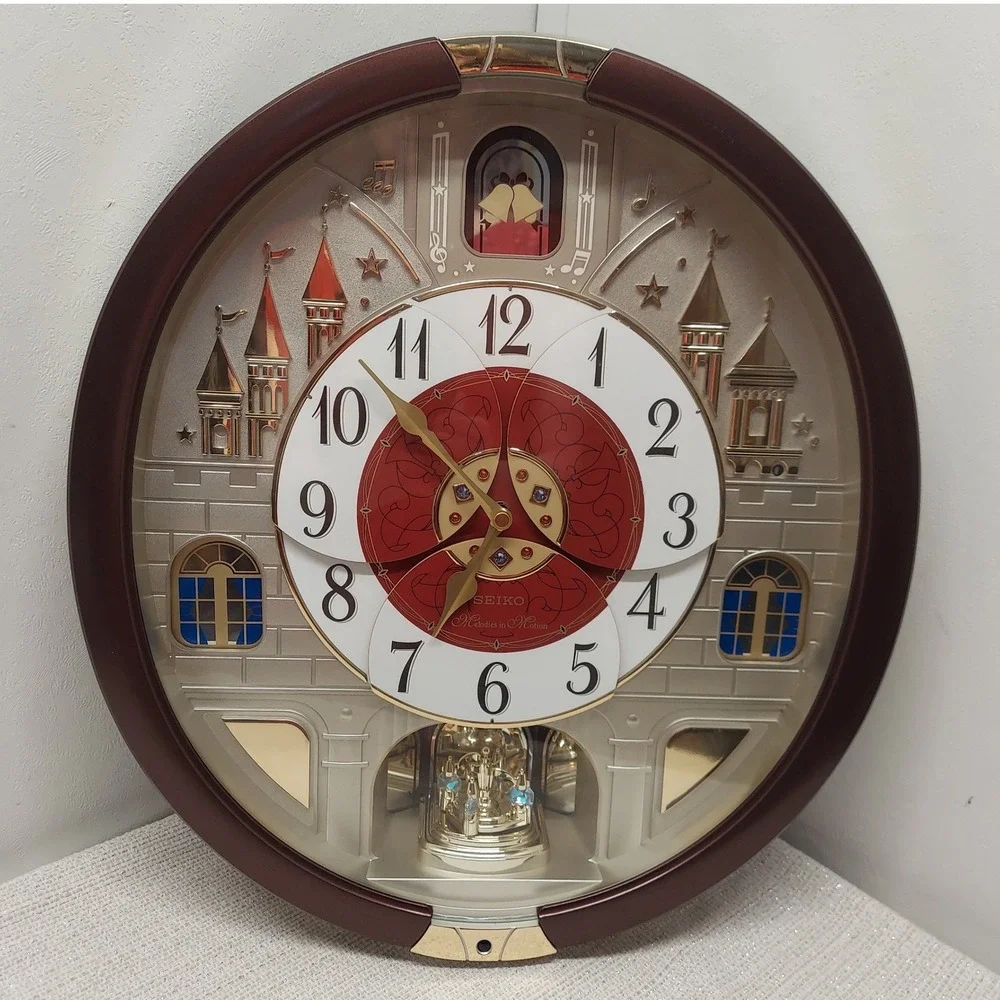 Seiko Melodies in Motion Wall Clock QXM565BRH Swarovski Crystals 24 Melodies